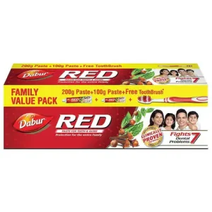 Dabur Red Toothpaste (200+ 100) g (With Free Toothbrush)